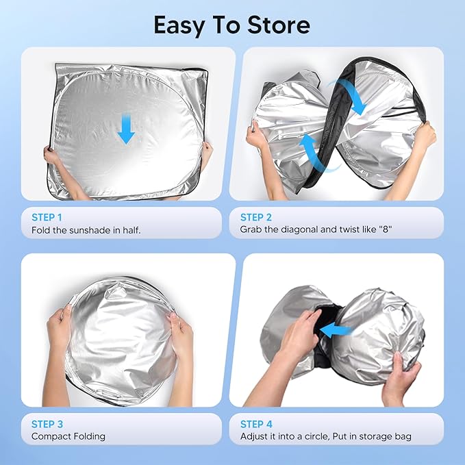 KUST Windshield Sunshade for 2012-2025 2026 Mercedes Benz GLE 350 450 Accessories 4-Layers Windshield Sun Shade Foldable Window Sun Visor Protector Blocks UV Rays Keep Your Car Cooler