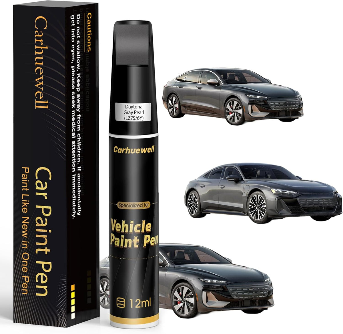 (LZ7S/6Y) Daytona Gray Pearl Touch Up Paint Compatible with Audi, Exact Match Car Paint Pen Automotive Scratch Repair Remover Kit Quick & Easy Solution for Vehicle Chips and Nicks