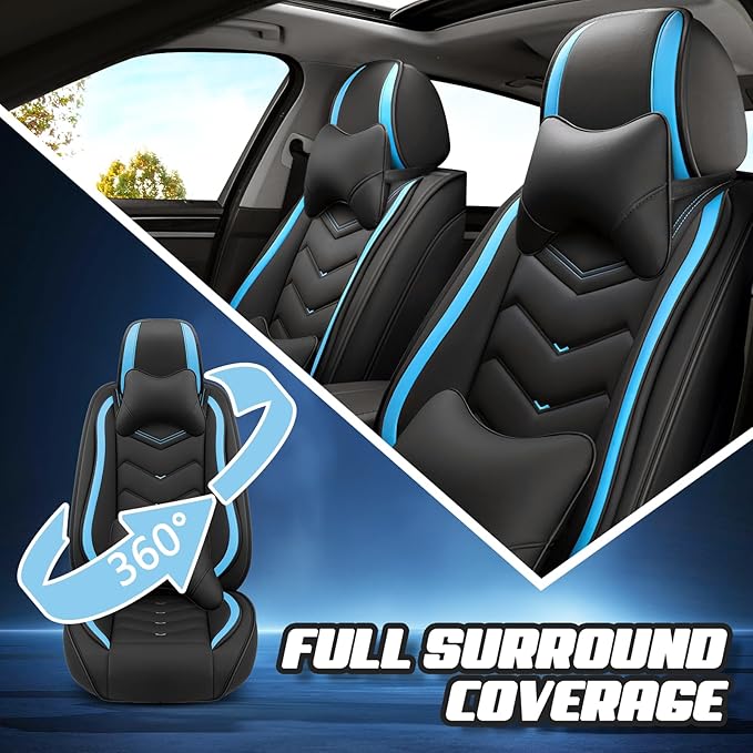 Car Seat Covers for Honda Accord 2000-2026, Premium Nappa Leather Car Seat Cover, Stylish Sport Seat Covers， Automobile Seat Cover Sets.(Luxury 5 Seats/Black Blue)