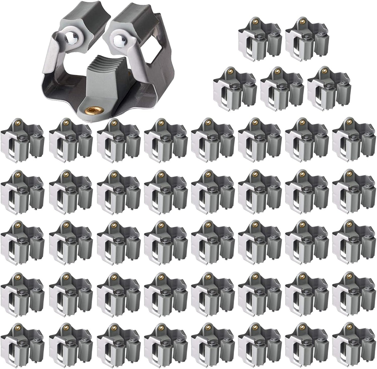 3-H 45 Pack Mop and Broom Holder Wall Mount Big Size Hanging 1 KG Extra,Broom Hanger Wall Mount for Hanging and Organizing Shove Rake Yard Tools in Shed Kitchen Laundry Room Bathroom Garden(grey)