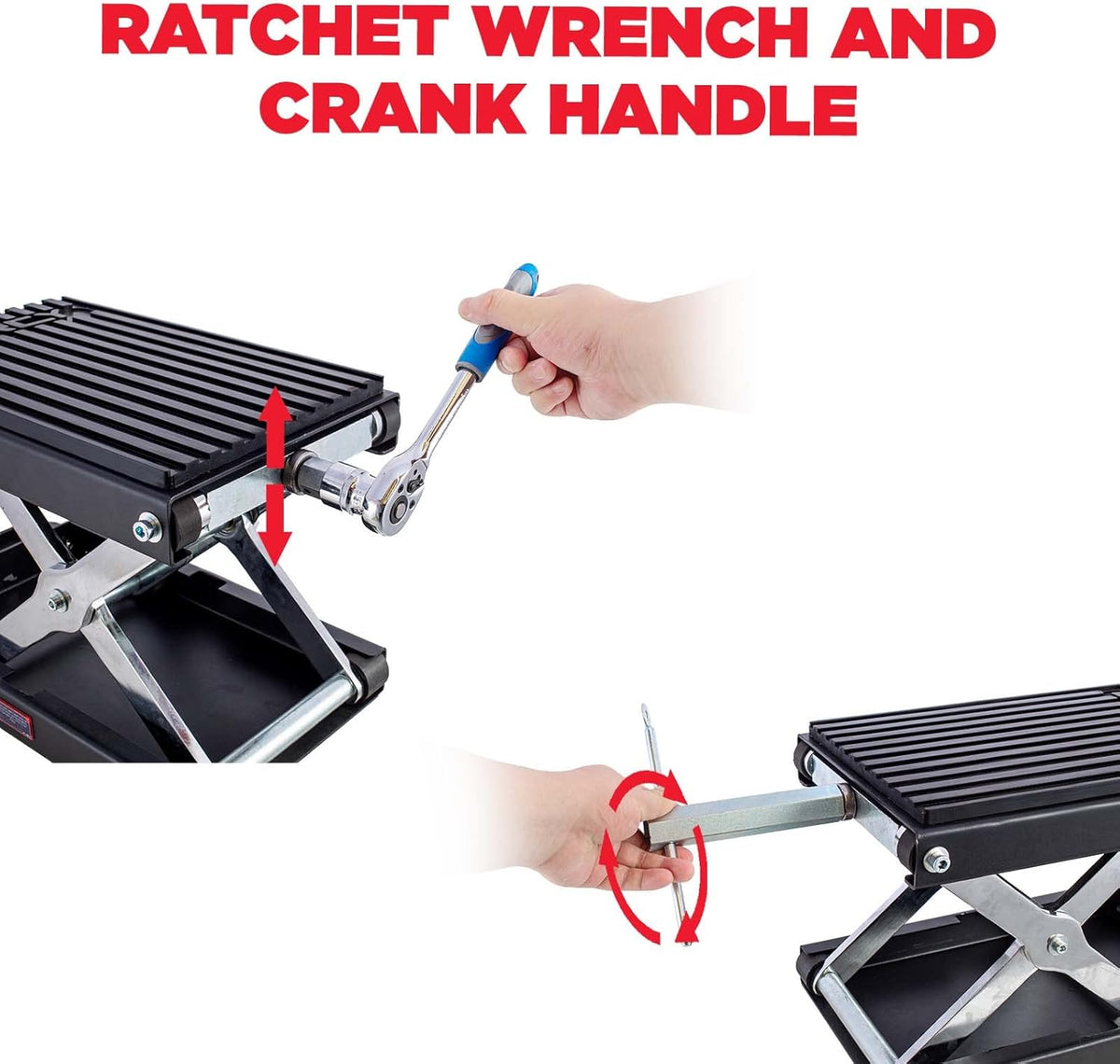 CXRCY 1400 LBS Motorcycle Lift Scissor Jack with Handle,Carbon Steel Upgraded Dirt Bike ATV Steel Motorcycle Hoist Stand with Ratchet Wrench,Crank Handle