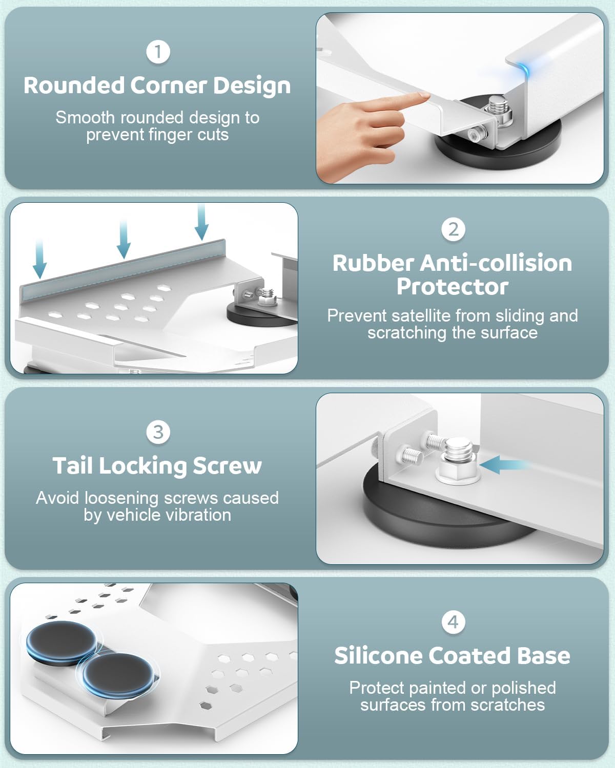 Starlink Mini Car Roof Mount, Starlink Mini Magnetic Mount for Car, 264lbs Heavy Duty Magnet, 4-Side Protection Magnetic Quick Release Sunroof Suction Cup Mounting Kit for Travel RV Accessories White