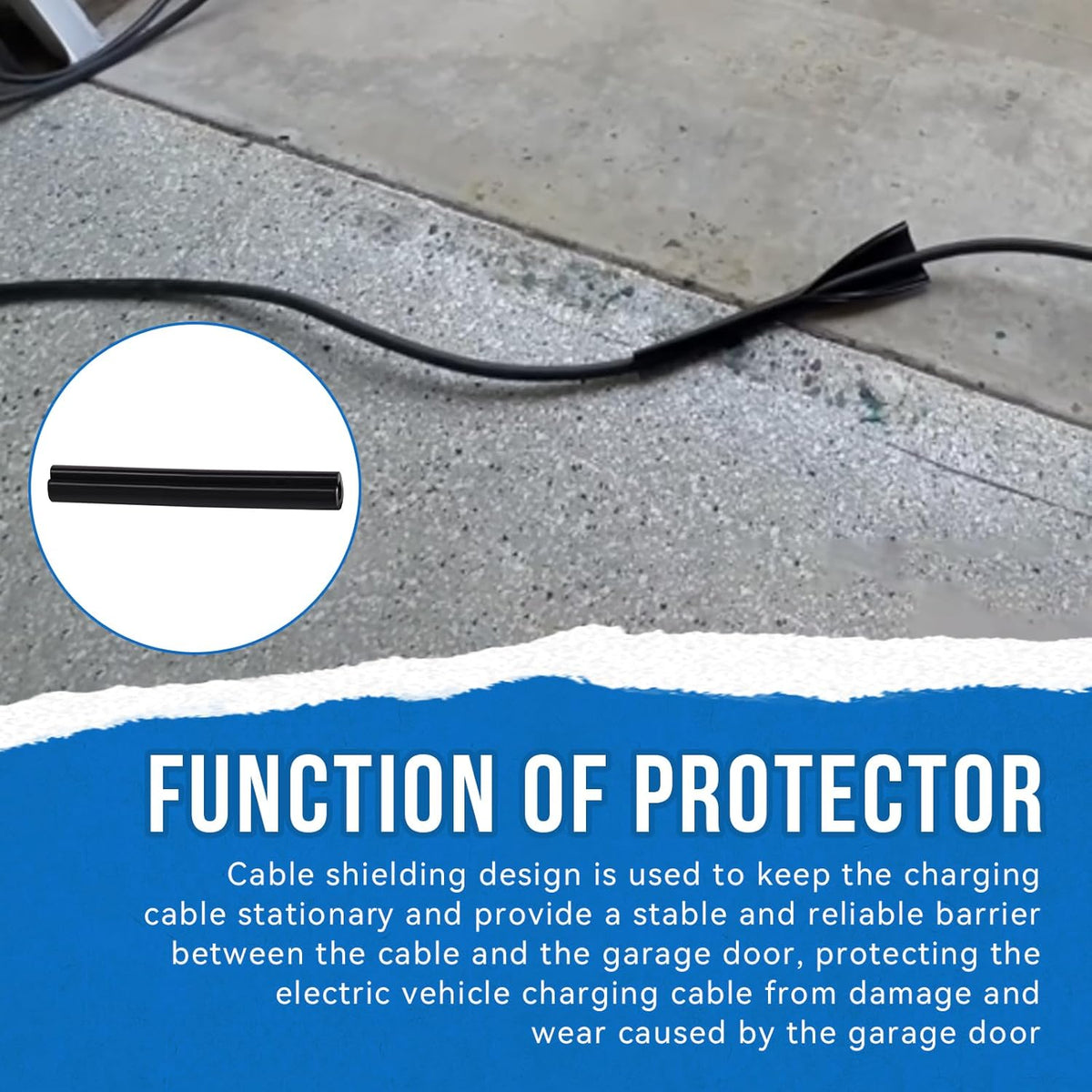 Cable Shield,EV Charger Cable Protector, Garage Door Pass Through,Floor Cable Cover Garage Cord Protector Fit for CS-1 Charger Large Size