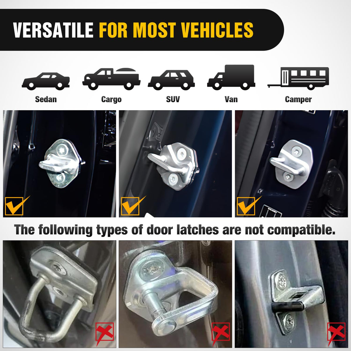 Nilight Car Door Step Universal Aluminum Latch Step for Car Roof Access Portable Folding Car Door Latch Hook Step Multi-Adjustable Both Feet Stand Pedal Max Load 500 Lbs for Truck SUV Vehicles, Black