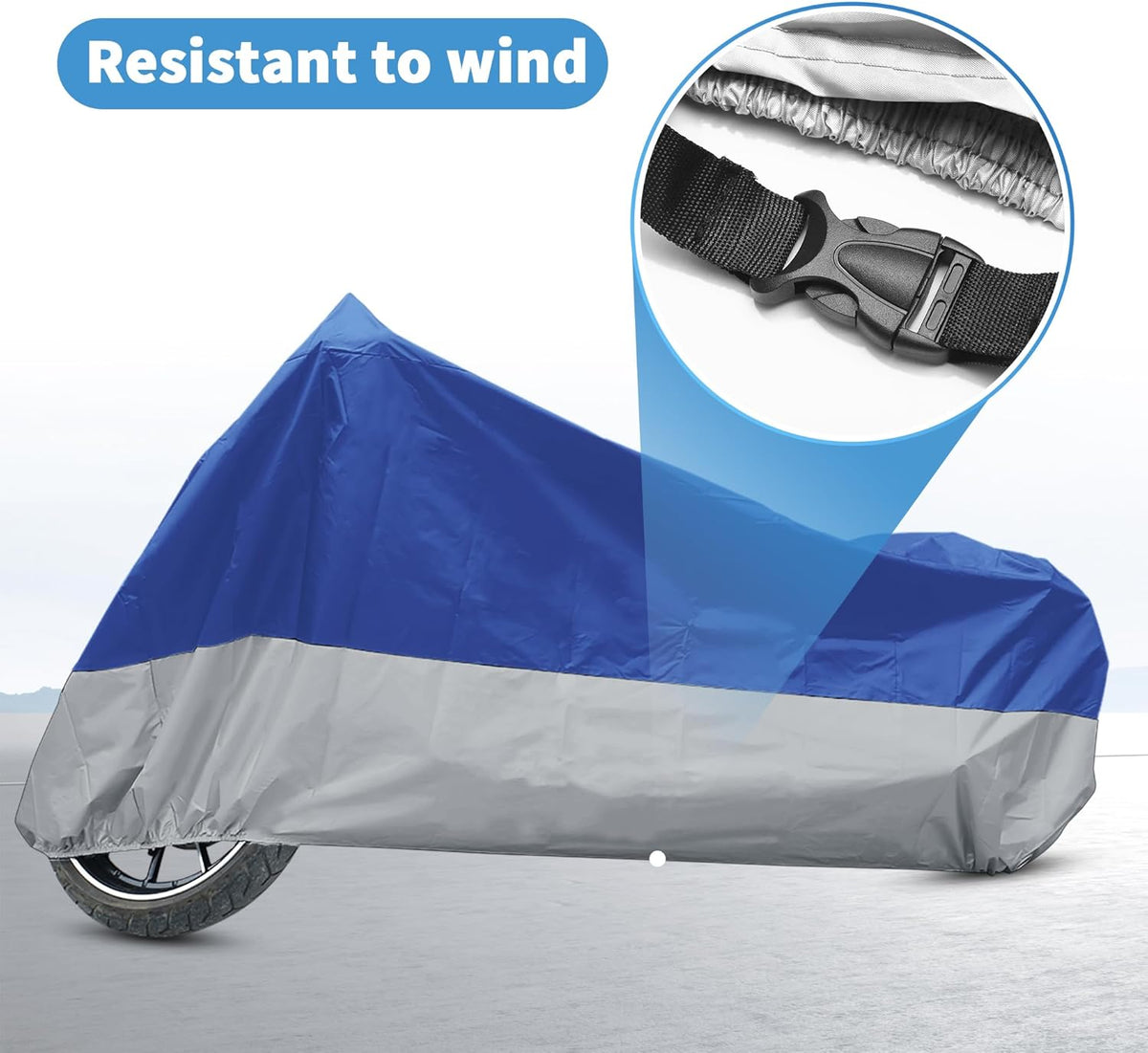 X AUTOHAUX Motorcycle Cover for Harley Davidson for Honda for Suzuki All Season Waterproof Sun Outdoor Protection Motorbike Cover Fits Up to 96.46'' Motorcycles Cover XL Blue Silver Tone