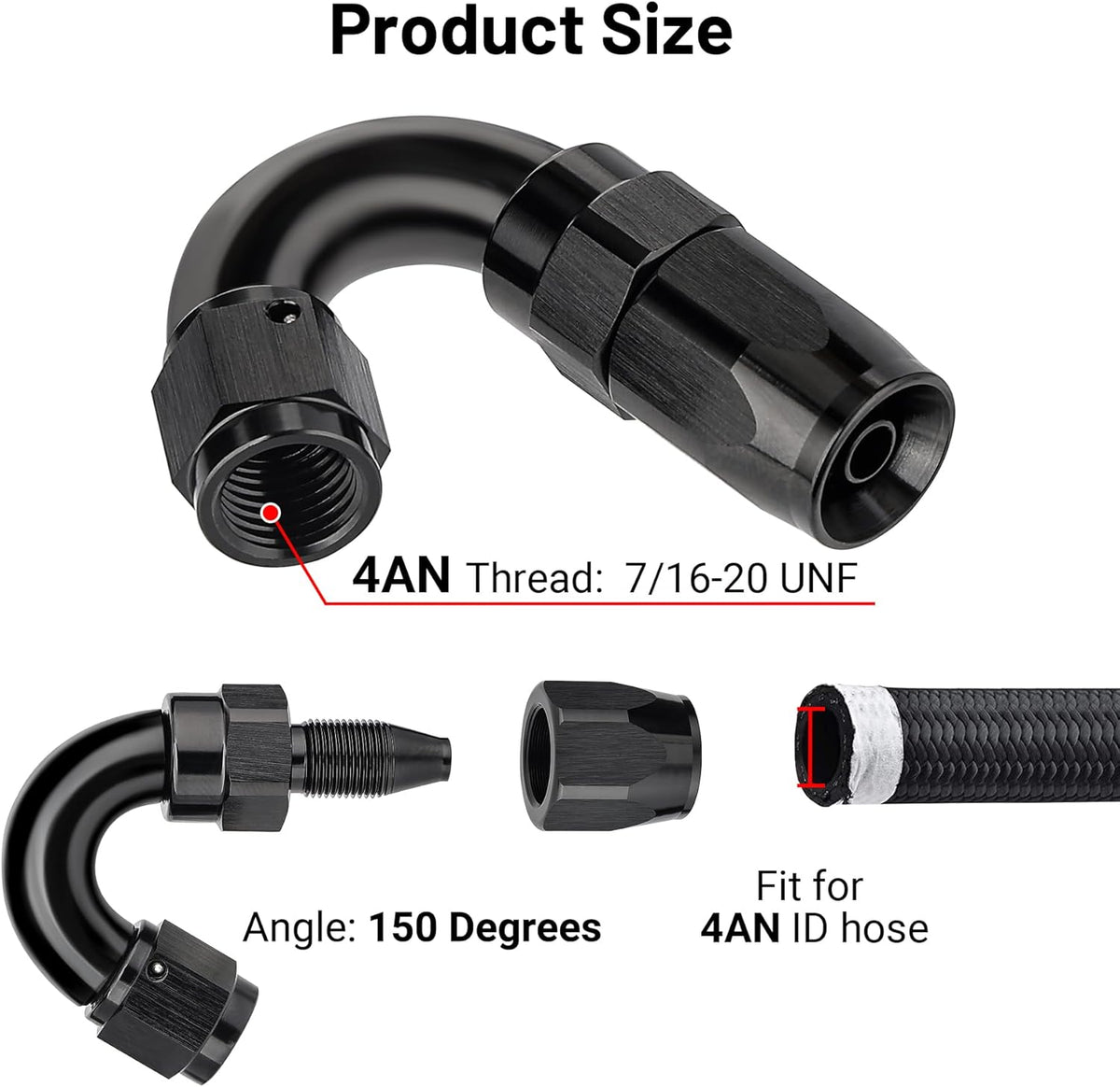 EVIL ENERGY 4AN 150 Degree One Piece Full Flow Hose End Fitting Swivel For CPE Braided Hose