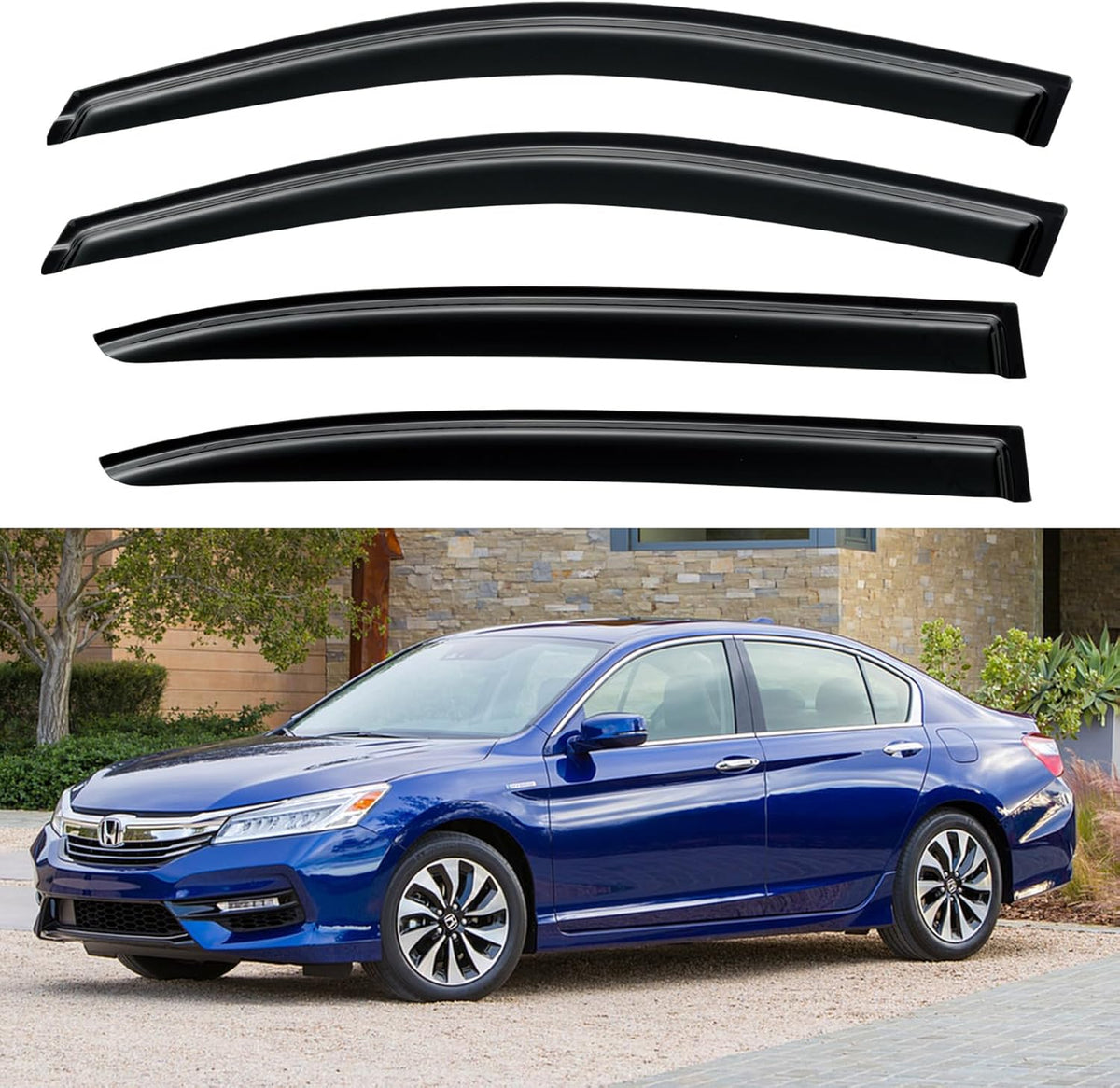 Window Visors Rain Guards Shield for 2013-2017 Honda Accord Sedan, Out-Channel Window Vent Wind Deflectors Visors Shades for 13-17 Accord