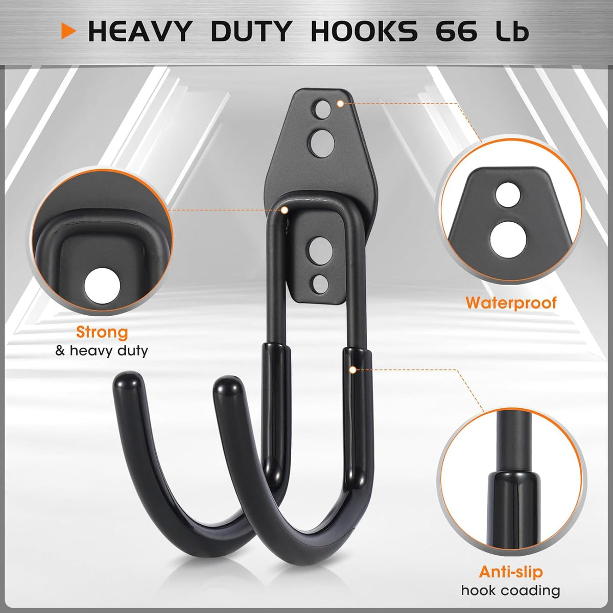 Hose Hanger Wall Mount 2 Pack,Heavy Duty Hose Holder with Screws Metal Hose Hangers for Outside,Hose Rack Suitable for Garage,Garden and Yard,Black