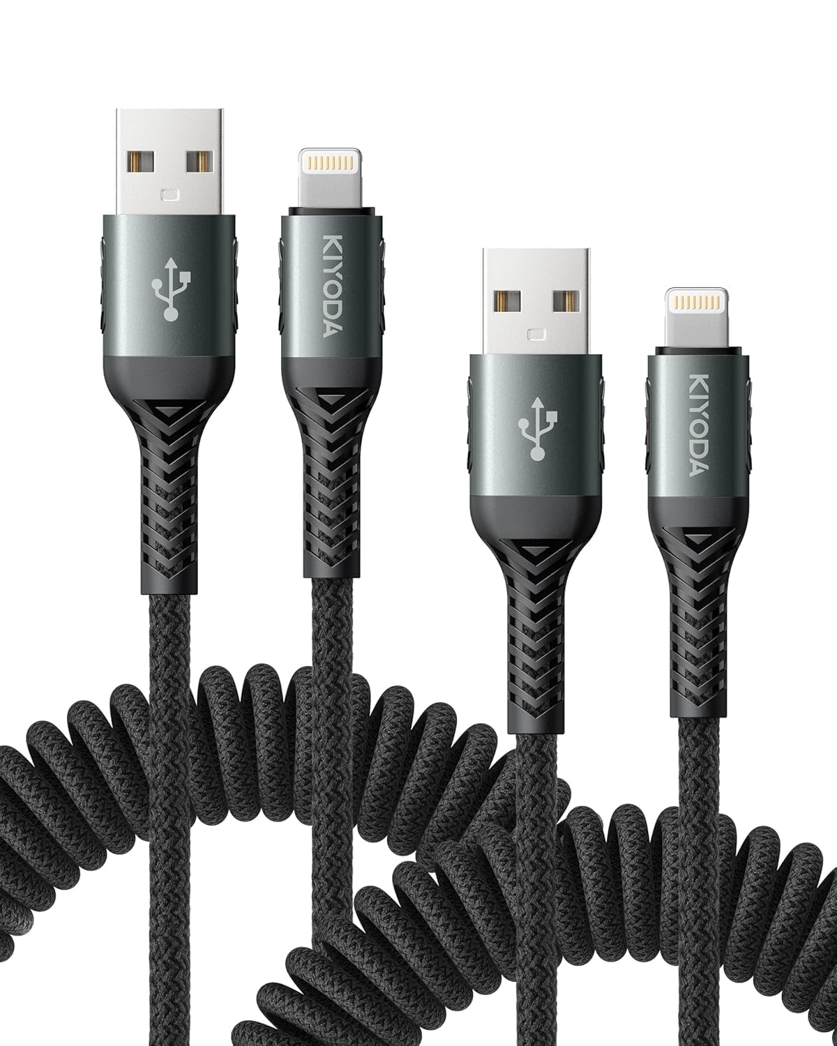 USB to Lightning Cable for Car 6FT, Coiled iPhone Charger Braided Lightning Cable [Apple MFi Certified] Fast Charging Cord Compatible with iPhone 14 Pro/Pro Max/Plus 13 12 11 8 7, iPad AirPods