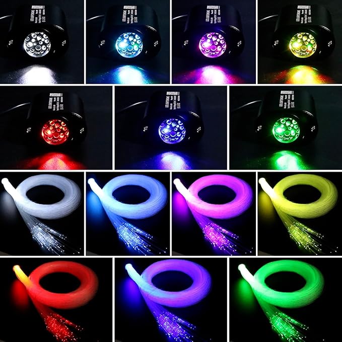 AZIMOM Mini 6W Twinkle Fiber Optic Starlight Box Sound Activated RGBW Fiber Optic Light Source APP/Remote Control Light Engine Driver for Car Home Ceiling Star Lighting Decor