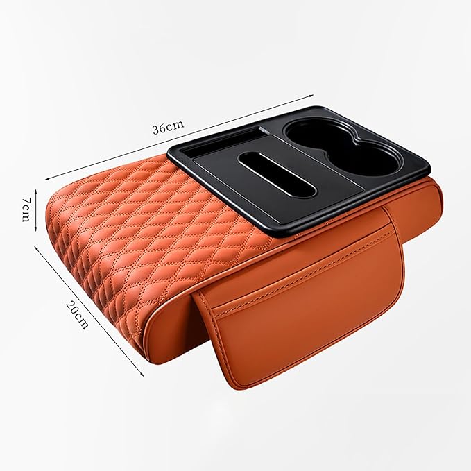 Car Armrest Center Console Cover for Genesis GV70 2021–2025, Center Console Pad with Cup Holder, Multifunctional Armrest Cushion,A Black+Red