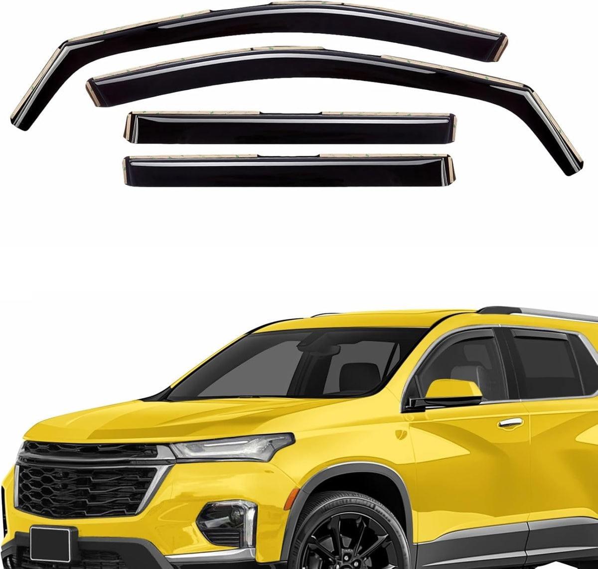 Extra Durable Window Deflectors in-Channel Window Visors Rain Guards Fit for Chevrolet (Chevy) Traverse 2018-2023, Sun Visors, Wind Vent for Shades, Exterior Car Accessories - 4pcs. AG0868