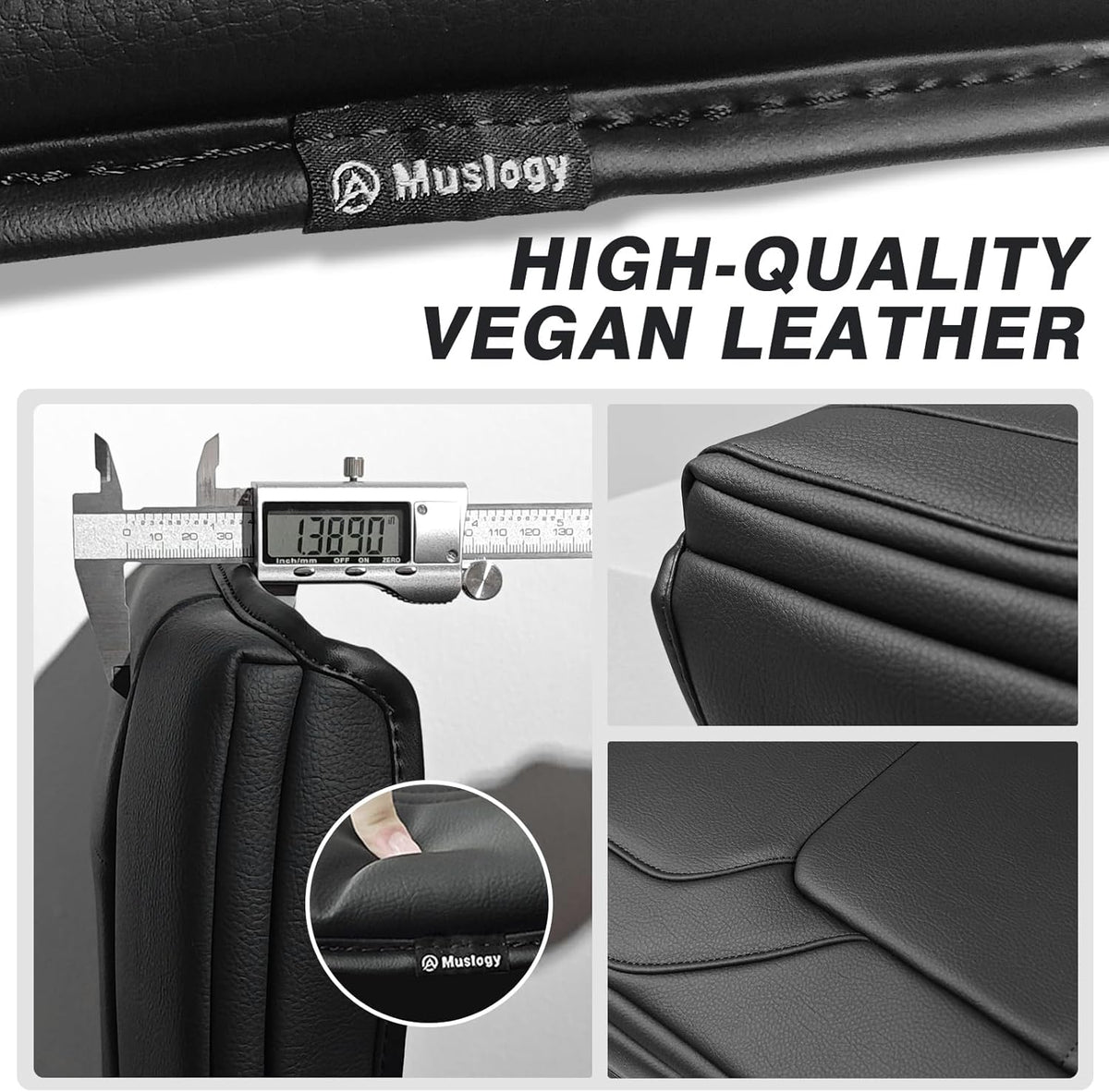 Muslogy Center Console Armrest Cover Compatible with Dodge Ram1500 2500 3500 2019-2025 Comfort Armrest Pad Arm Rest Cushion Vegan Leather Protector 1-Inch Extra Thick(Bucket Seat ONLY, NO FOR LIMITED)