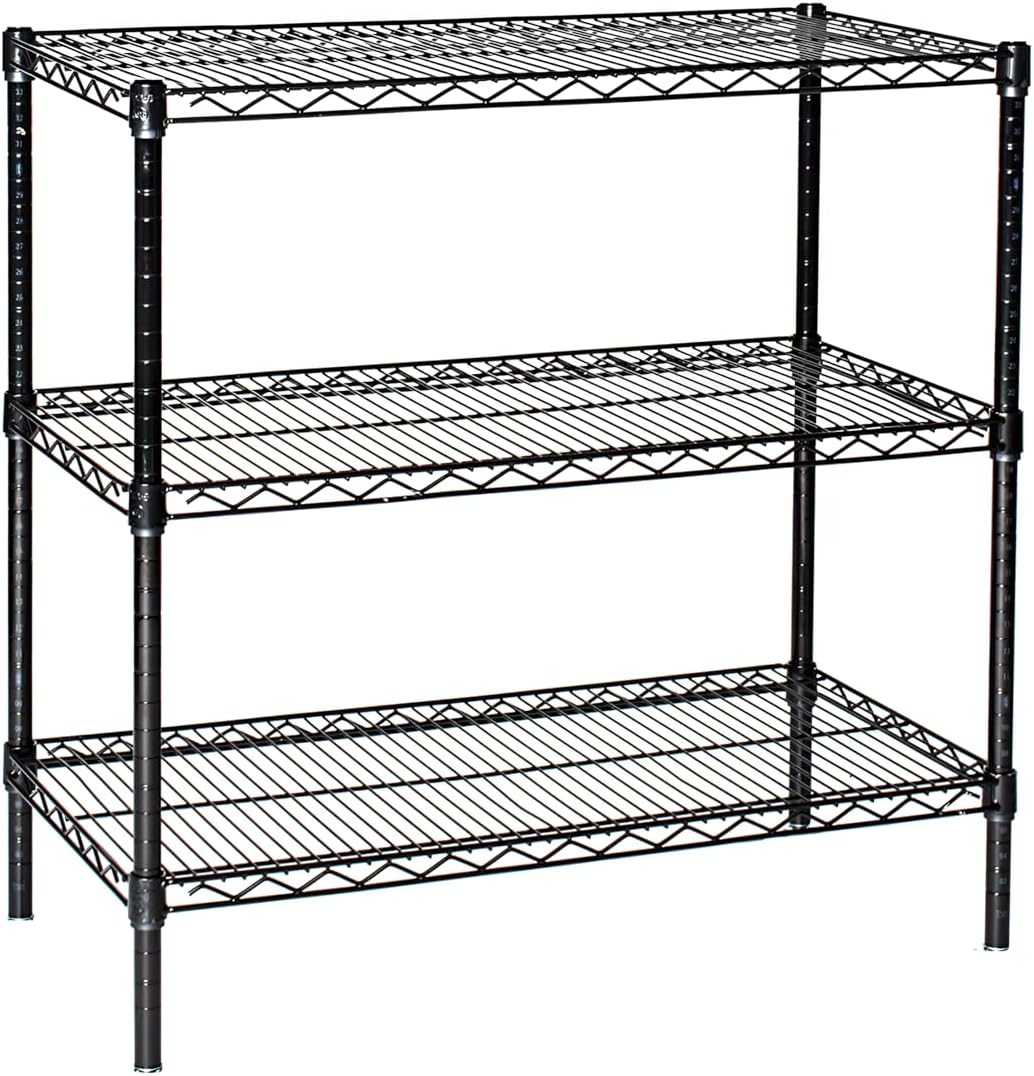 Omega 18" Deep x 30" Wide x 36" High 3 Tier Black Starter Shelving Unit