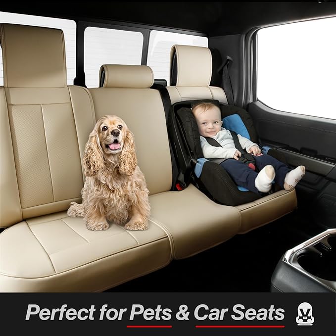 Coverland Custom Fit Car Seat Covers for Car Compatible with [2010-2016 Mercedes-Benz E-Class Sedan, Wagon] Premium Waterproof Non-Slip Interior Seat Protector [Full Set Beige - Size Chart X67]