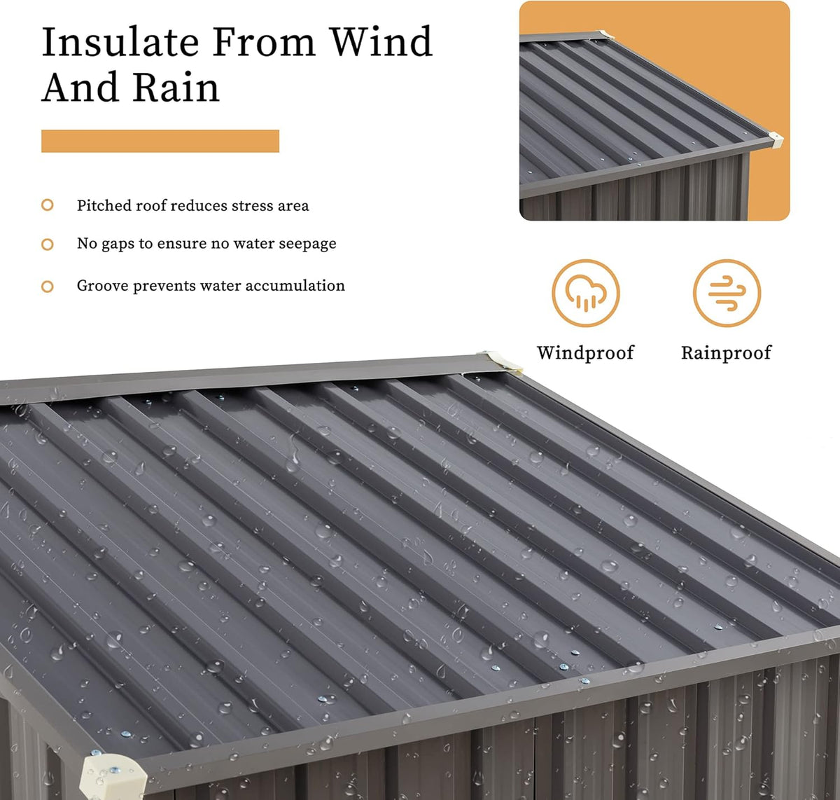 Vongrasig Outdoor Storage Shed, 6 x 4 FT Outside Metal Garden Shed with Large Window and Lockable Door, Waterproof Tool Shed for Backyard Patio, Lawn and Garden (Gray)
