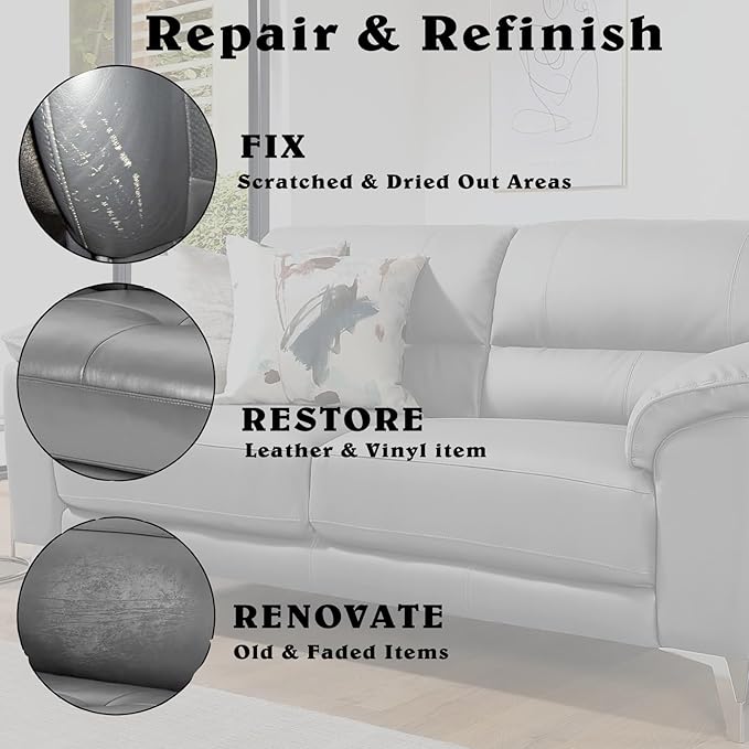 Gray Leather Recoloring Balm Vinyl Auto Dash Board Car Seats Interior Paint Furniture Dye Color Restorer Shoes Sofa Gloves Jacket Purse Bag Couch Stain Remover Fade Scratches Wear Out Repair