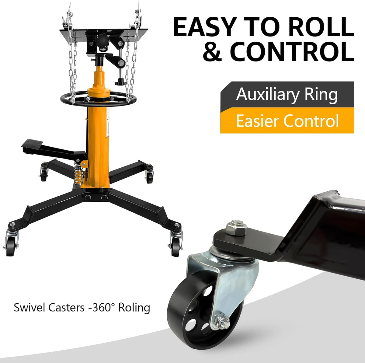Transmission Jack 1660 lbs/ 0.75 Ton Capacity Hydraulic Telescopic Transmission Jack 34" - 68" Adjustable Height Telescoping Transmission Hydraulic with 360° Swivel Wheels Lift Hoist
