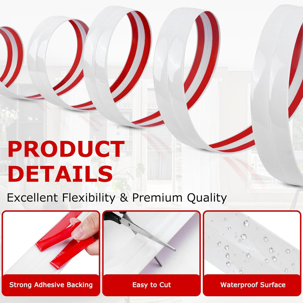 Flexible Wall Corner Protector Moulding Trim Peel and Stick Wall Corner Guards Edge Protector Self Adhesive Molding Trim Strip for Edge Ceiling (White, 2.4 in x 40 Ft)