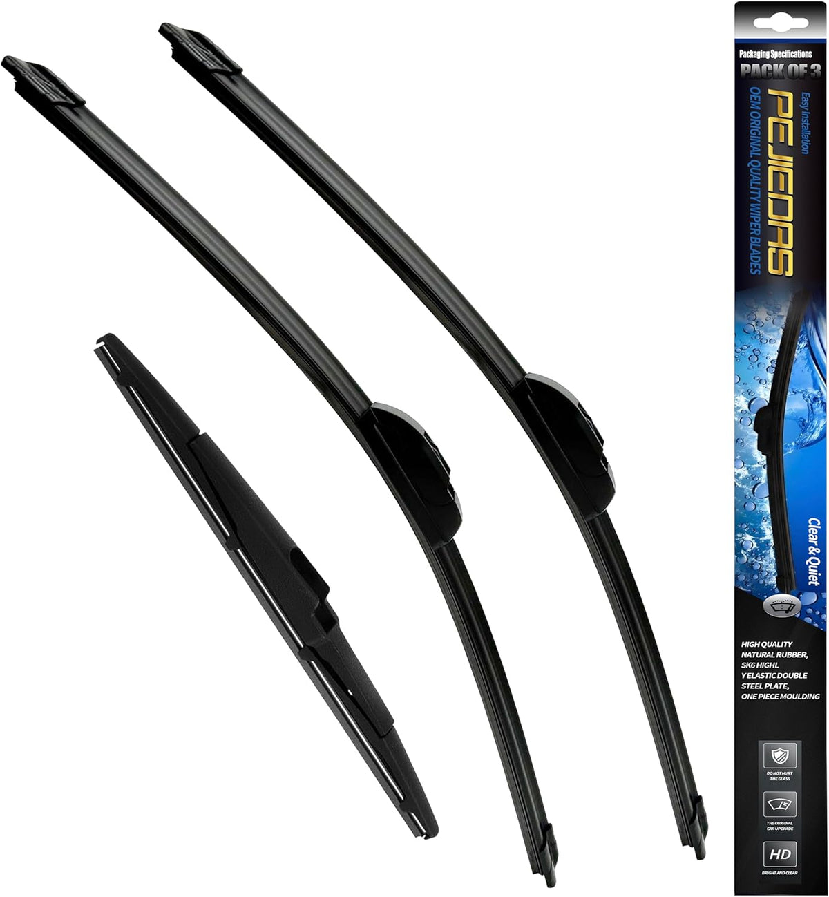 Set of Wiper Blades, Front Wiper + Rear Wiper Blades for Hyundai Santa Fe 2013-2018/Santa Fe XL 2019 (26 inch + 14 inch + 13 inch Wiper Blades）OE Original Style