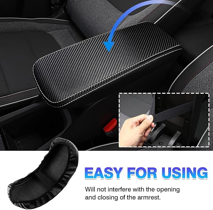 Autorder Center Console Cover for Chevy/Chevrolet Trailblazer 2021-2025 2026 Accessories Carbon Fiber Armrest Cover Anti-Scratch Middle Console Pad Leather Armrest Protector