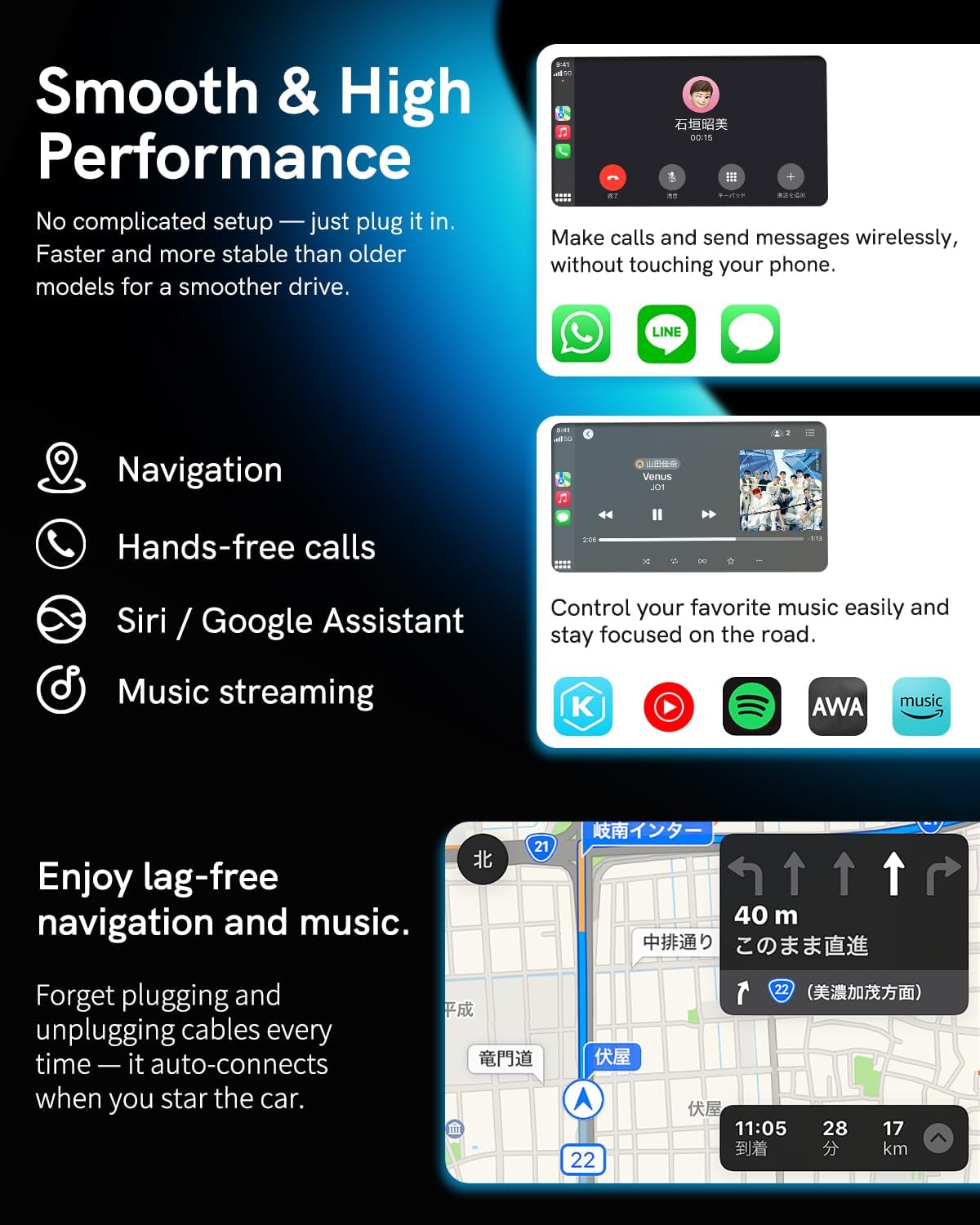 Wireless CarPlay Adapter for Apple iPhone & Android 2025 Upgrade Mini 2-in-1 Wired Android Auto to Wireless, Compact Design Plug & Play Auto Connect Car Play Dongle Fits for OEM Wired CarPlay Cars