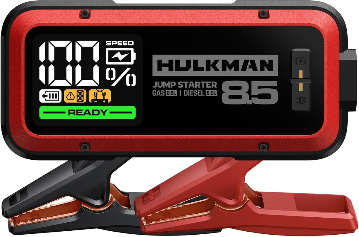 Hulkman Alpha85,Carmine Red, 2000A 74Wh Smart Jump Starter, 12V Portable Car Battery Booster with 3.3" Display, USB-C Power Pack,Includes 65W Wall Charger, Jumper Cables for up to 8.5L Gas/6.0L Diesel
