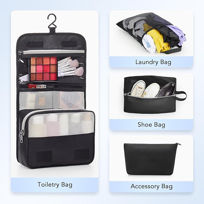 8 Set Compression Packing Cubes for Travel Essentials,Compressible Expandable Packing Cubes for Suitcase,OlarHike Luggage Organizer Bags for Travel,Handy Helper for Organizing Clothes(Black)