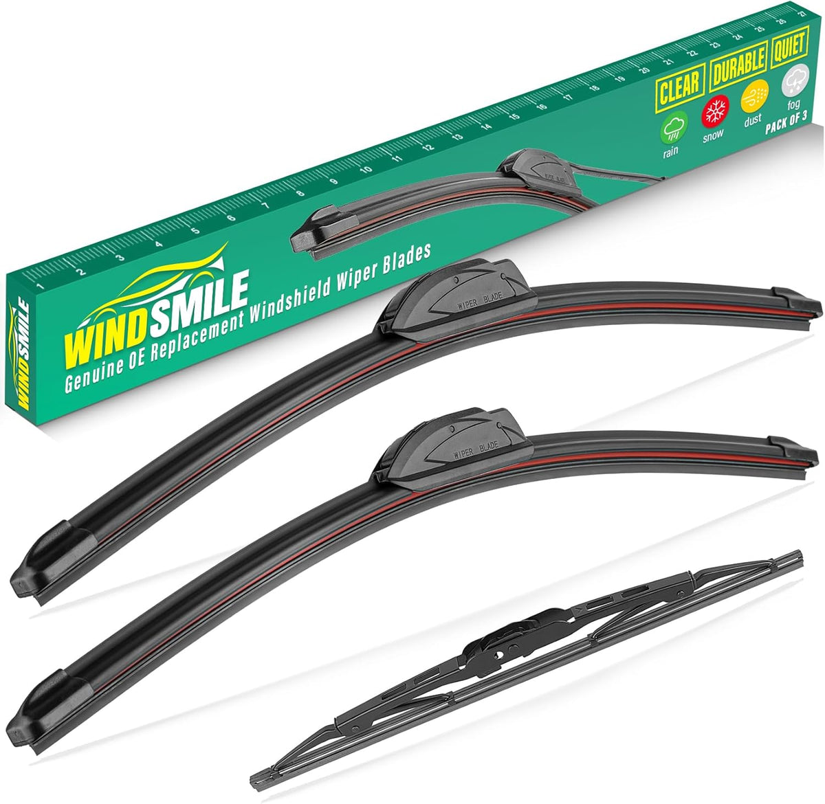 24" 19" 10" Windshield Wiper Blades Replacement for Saturn Vue 2002 2003 2004 2005 2006 2007 Premium All Weather Front Rear Wipers Set - OEM Quality (Pack of 3)