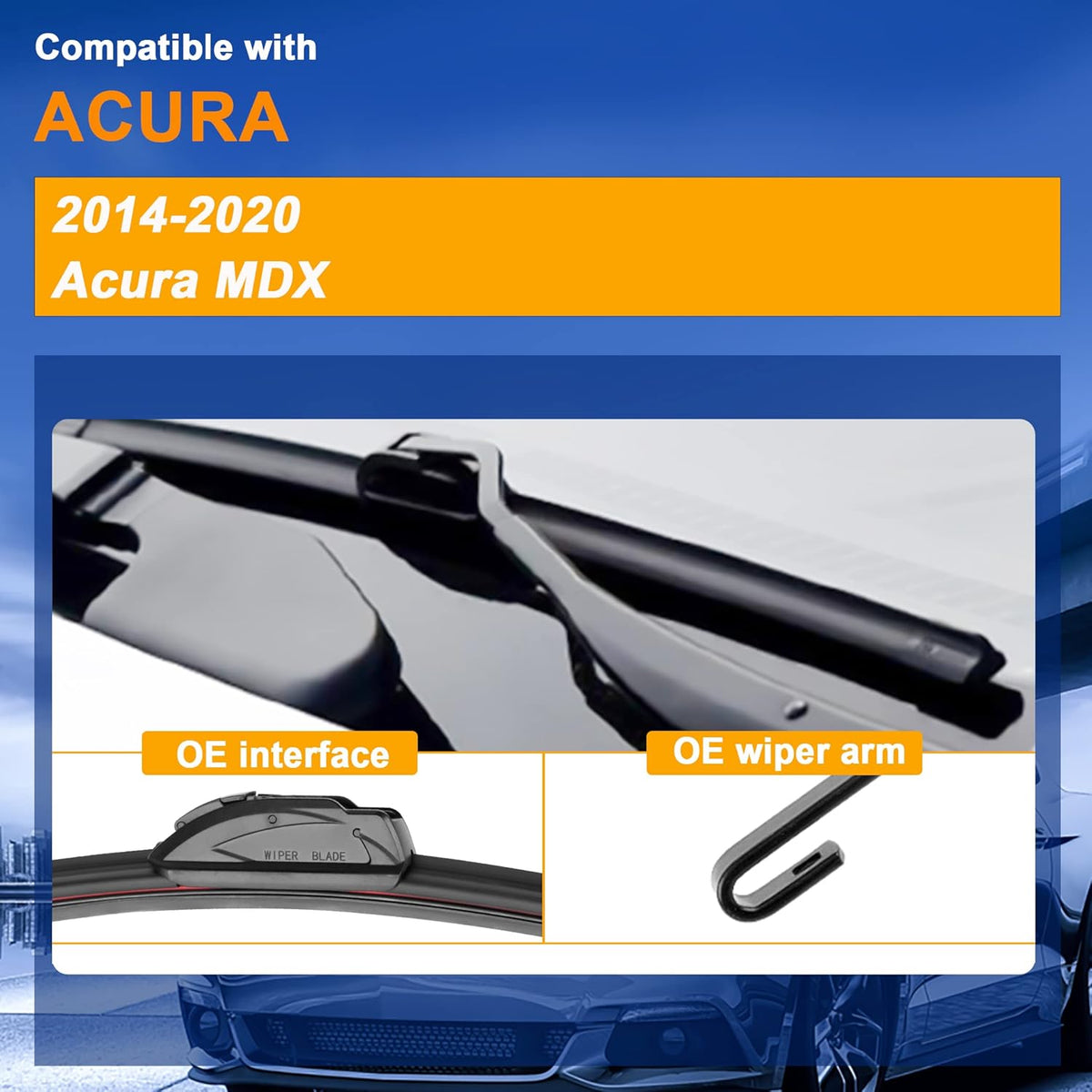Windshield Wiper Blades Replacement for Acura MDX 2014 2015 2016 2017 2018 2019 2020 Original Factory Quality Front Rear Wipers Blade Set for Car - 26" 20" 14" (Piece of 3)