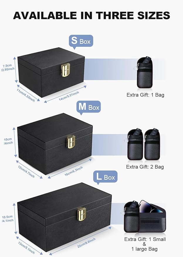 Samfolk Faraday Box with Faraday Bags for Car Keys, Car Key Signal Blocking Box, Keyless Entry Car Key Safe Protector Anti-Theft Shielding Cage