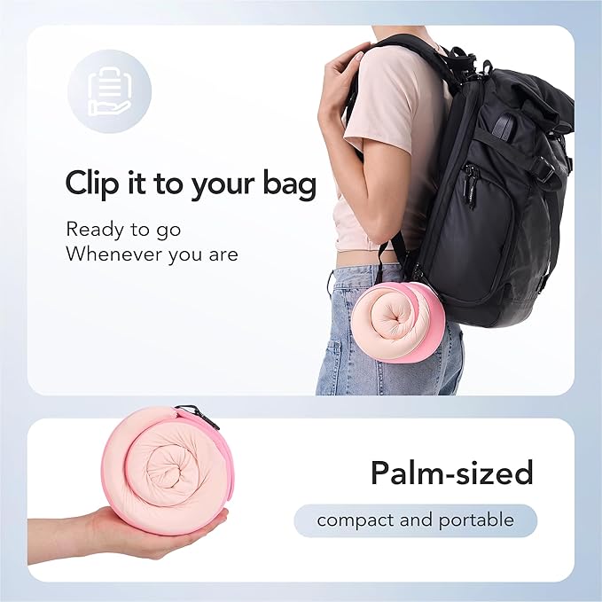 Travel Pillow, 100% Pure Memory Foam Travel Neck Pillow Airplane Neck Support Ergonomic Design for Traveling Suitable for Airplanes,Offices and Cars-Cooling Silk Pink