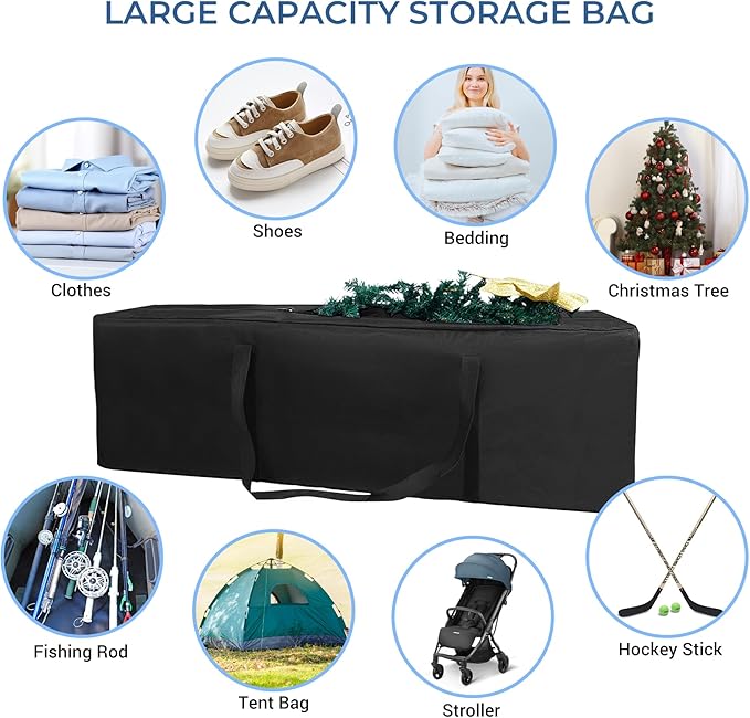 COOLBEBE 60" Sports Duffle Bag - 332L Extra Large Travel Duffel Luggage Bag with Upgrade Zipper, Sturdy & Water Resistant Long Duffle Bag for Camping Moving (Black 60inch)