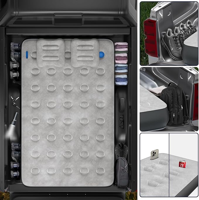 Umbrauto Air Mattress for 5.5-6.5 ft Short Bed Full-Size Trucks, Pickup Truck Airbed Mattress with Wireless Rechargeable Pump for Outdoor Travel