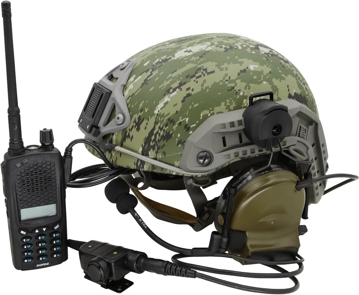 COMTA 2 Helmet-Type Tactical Headset with U94 PTT 2pin，Noise Canceling Headphones，for Airsoft Hunting Shooting