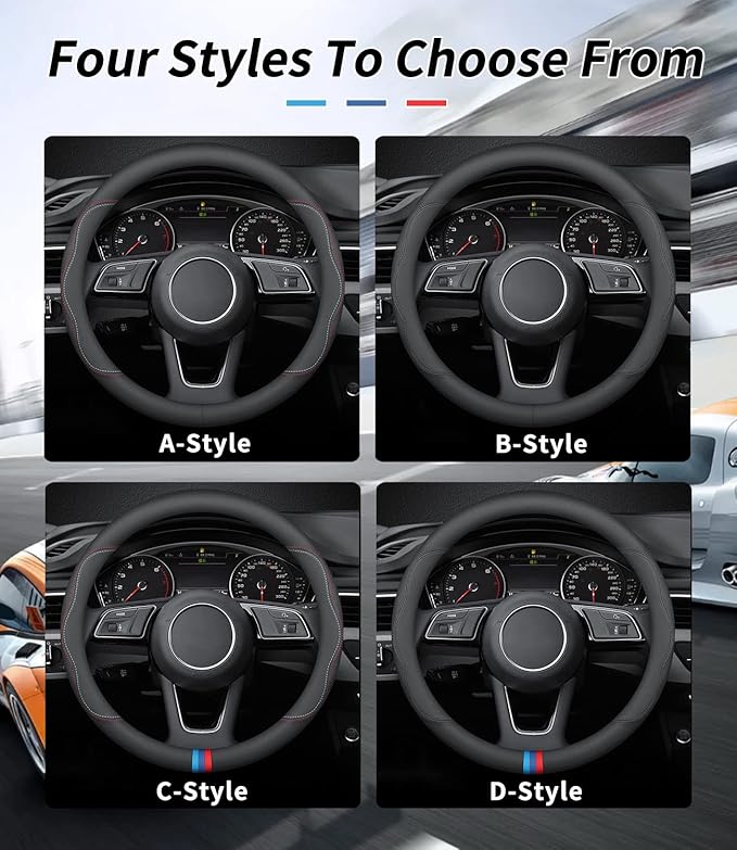 Custom-Fit for Acura Steering Wheel Cover, Premium Leather Car Steering Wheel Cover with Logo, Non-Slip, Breathable, for Acura Accessories (B-Style,for Acura)