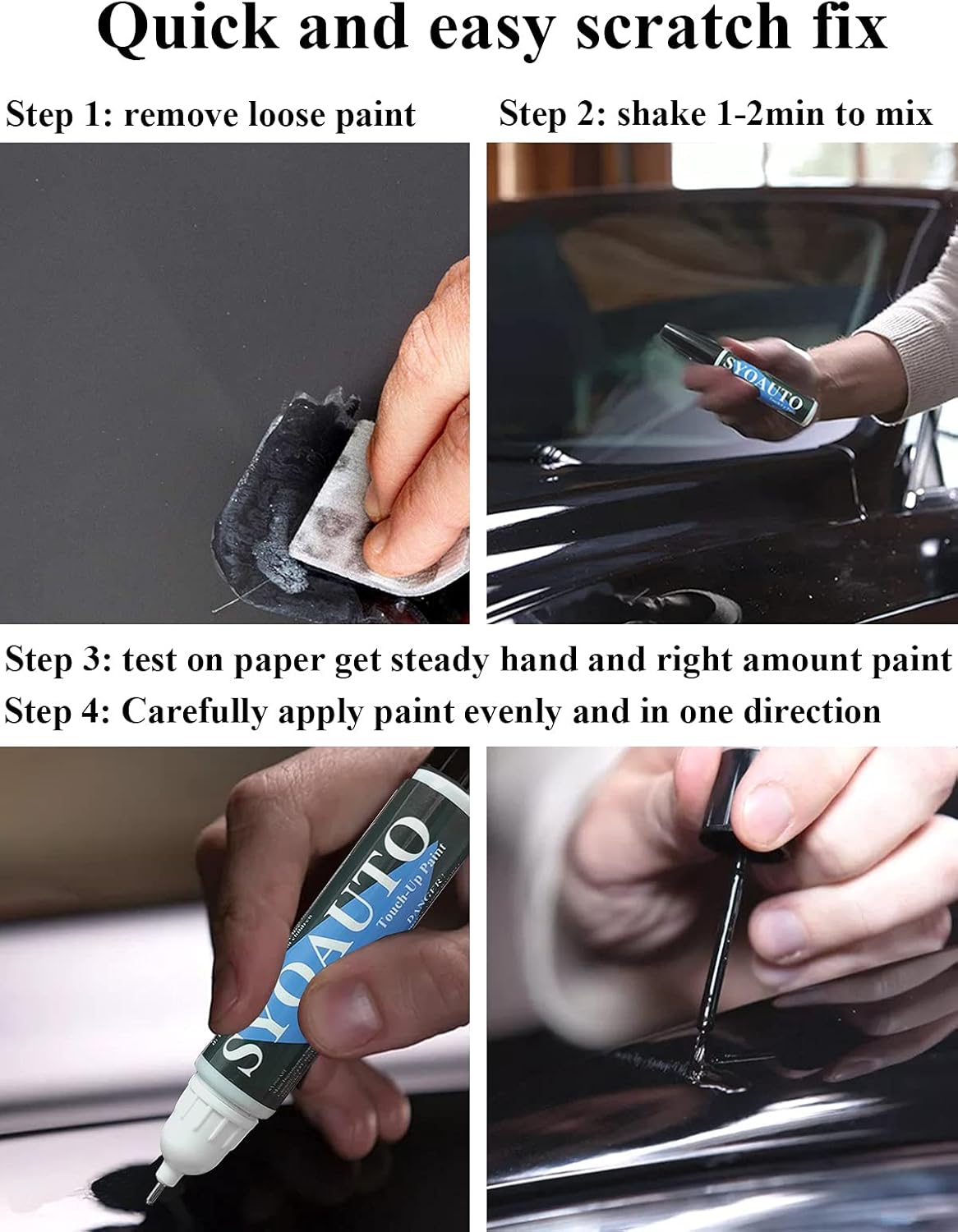 SYOAUTO Summit White GAZ Touch Up Paint Fit for Chevrolet or GMC Auto Touch up Paint Car Scratch Repair Pen Brush and Tip 2 in 1 (Summit White GAZ)