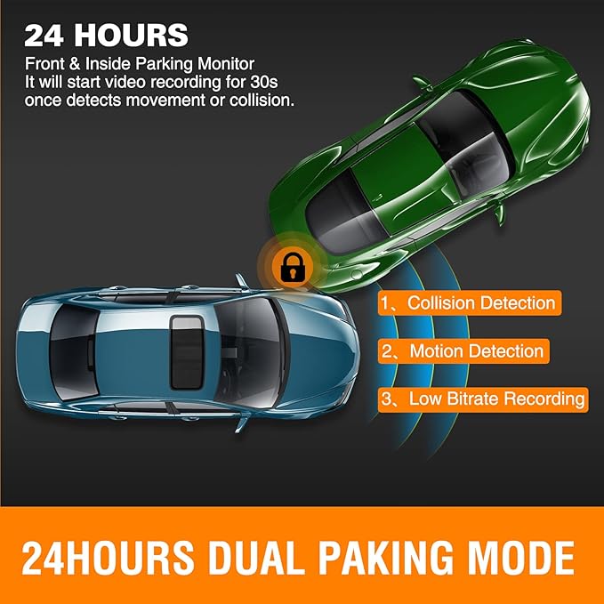 Dash Cam Front and Inside, FHD Dashcams for Cars with 64GB Card Dash Camera for Cars, 1080P Front Dash Cam+1080P Inside Dashcam for Car Dash Camera with IR Night Vision Loop Recording