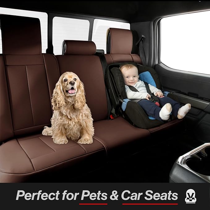 Coverland Custom Fit Car Seat Covers for Car Compatible with [Accord, Focus, Sonata, Avalon, C-Class, E-Class] Premium Waterproof Non-Slip Interior Seat Protector [Full set Dark Brown- Size Chart X58]