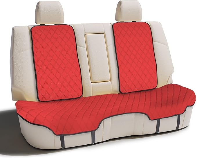 FH Group Car Seat Cover Cushion - Cars Trucks SUV, Neosupreme Car Seat Cushions, Waterproof Car Seat Cover Cushion, Universal Fit Car Seat protector Rear Set Red