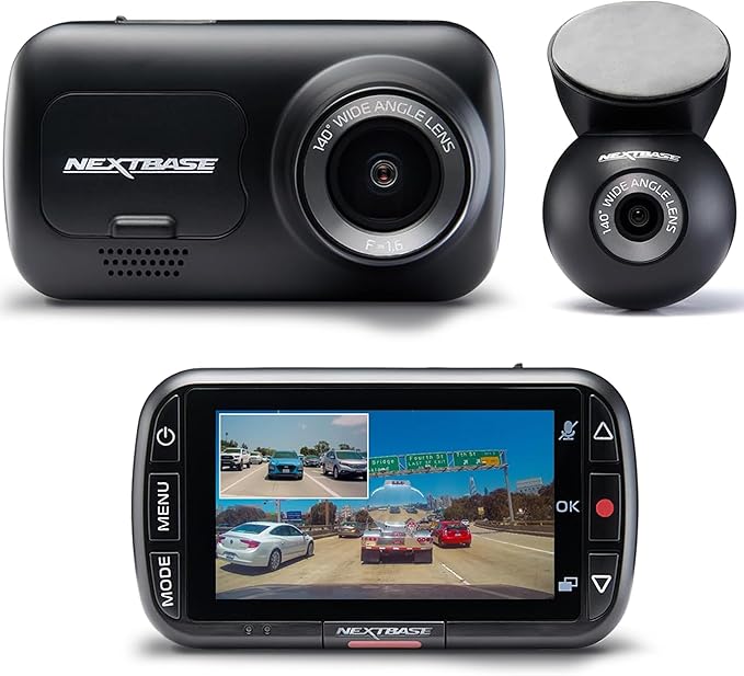 Nextbase 320XR 1080p Dash Cam with Parking Mode & Rear Window Cam - Night Vision Dash Cam Front and Rear, Automatic Loop Recording, File Protection, Reliable Motion Activated Car Camera