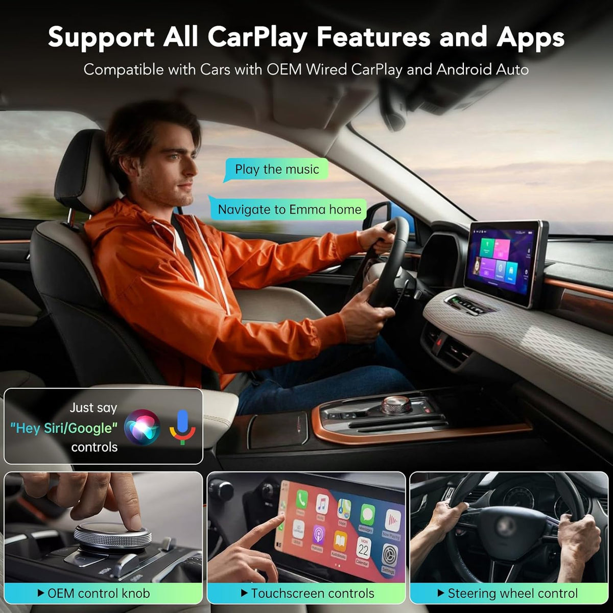 Wireless CarPlay Adapter 2025, Convert Wired to Wireless CarPlay Adaptor for Apple, Compatible with Cars with Factory Wired CarPlay for iPhone & Android with USB/USB-C Port (Light Grey)