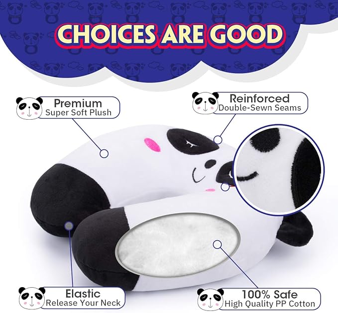 H HOMEWINS Travel Pillow for Kids,Toddler Neck Pillow Cute Animal Neck Head Chin Support Travel Accessories for Airplane, Car, Train,Recline