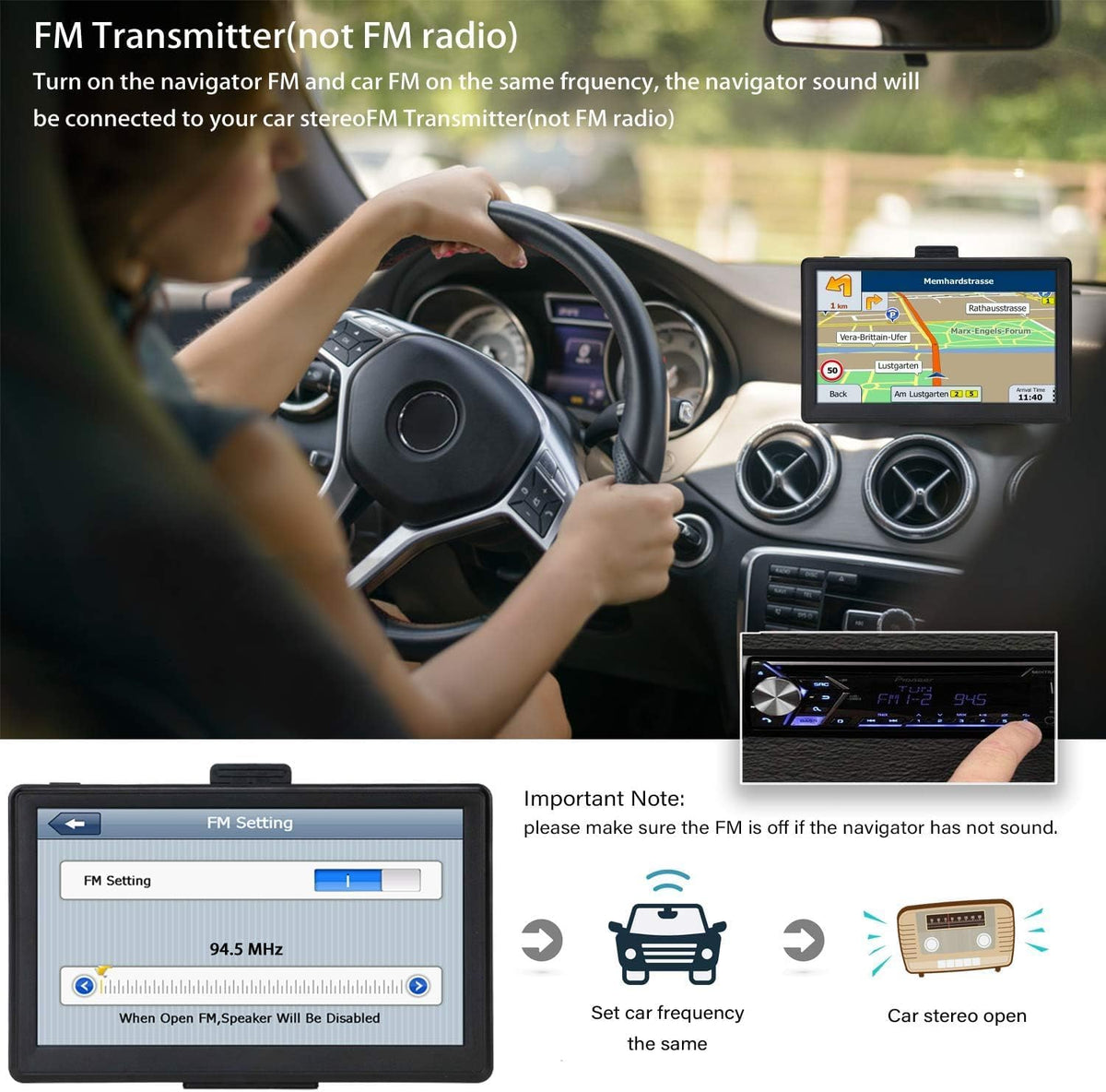 GPS Navigator for Car 7 Inch, GPS Truck Drivers Commercial 2025, Trucker GPS for Semi Truck, Navigation System with Lifetime Map Updates, Speed Limit Warnings, Driver Alerts