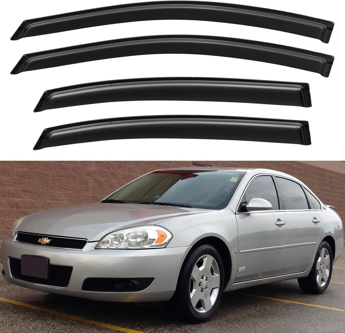 Window Visors Rain Guards for 2006-2013 Chevy Impala, Out-Channel Window Vent Wind Deflectors Visors Shades for 2014-2016 Impala Limited