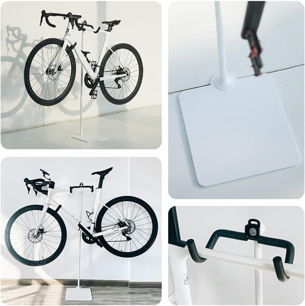 Rcool Carbon Steel Bike Stand,Adjustable 24-51in,Home Garage Parking Rack,Stable Anti-Slip,Durable Install,Frame Protection,Space-Saving，White