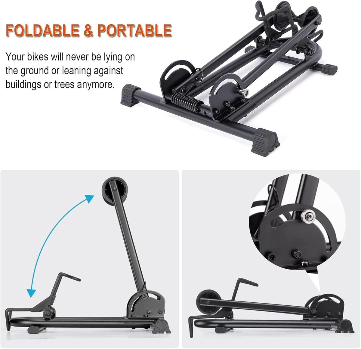 Indoor Bike Floor Stand - Bike Stand Rack for Garage/Home - Bike Storage Bicycle Parking Rack Fit 26”-29” Mountain Road Bikes (2 Bike Rack)