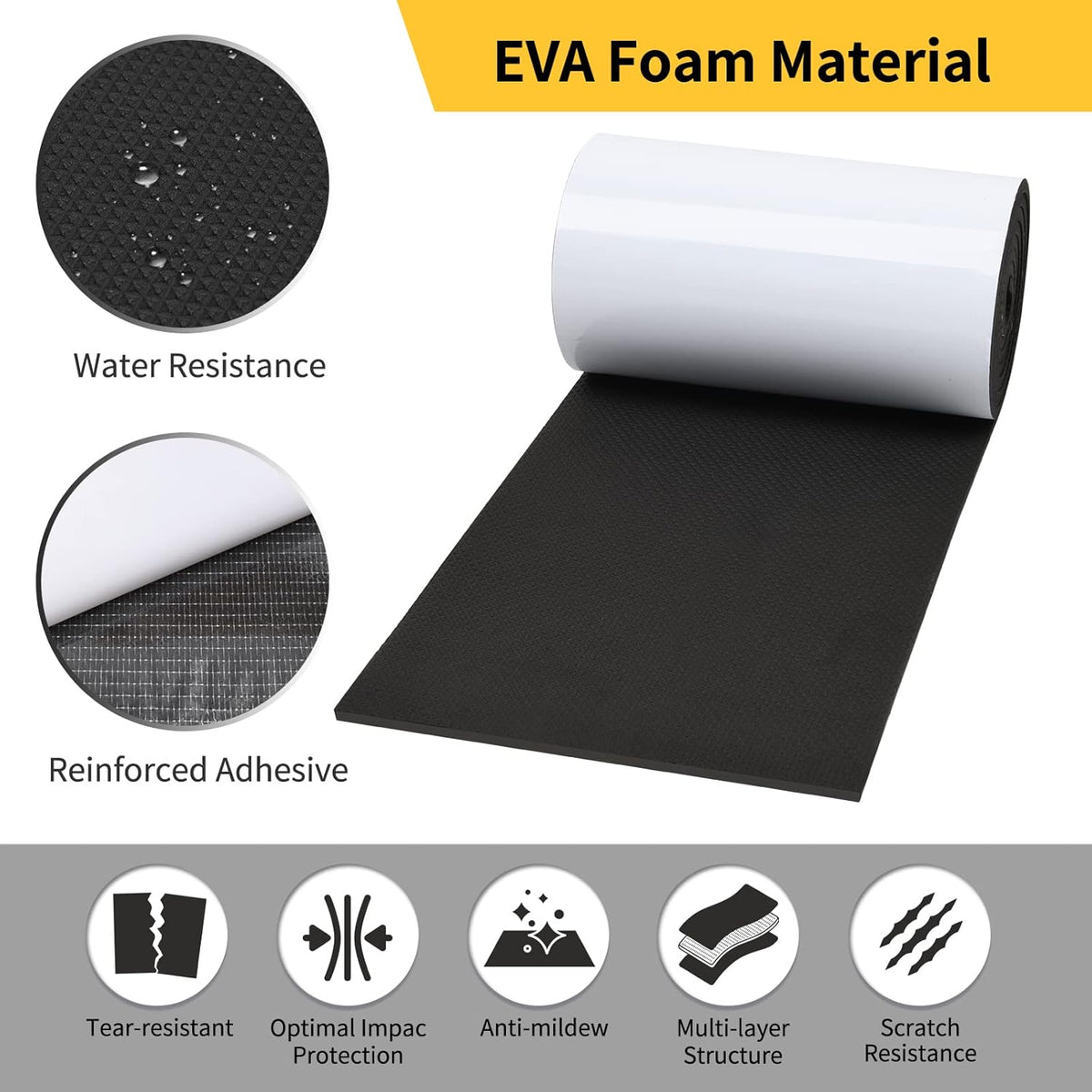 Garage Wall Protector, 2 Roll Garage Car Door Protector Bumper Guard for Car Doors Anti-Collision Waterproof Inflaming Ultra Self Adhesive EVA Foam for Warehouse (2 ROLL: 79" x 8" x 1/4")