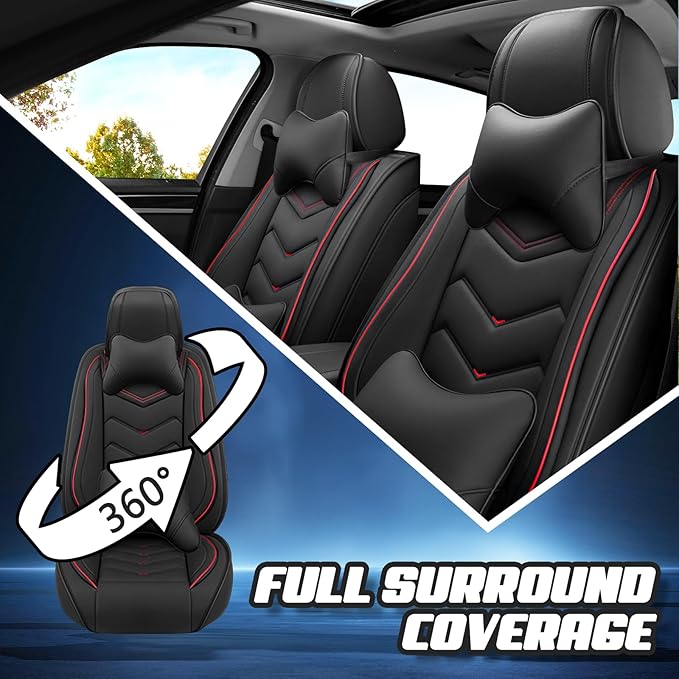 Car Seat Covers for Cadillac CTS 2003-2019, Premium Nappa Leather Car Seat Cover, Stylish Sport Seat Covers， Automobile Seat Cover Sets.(Luxury 2 Seats/Black)