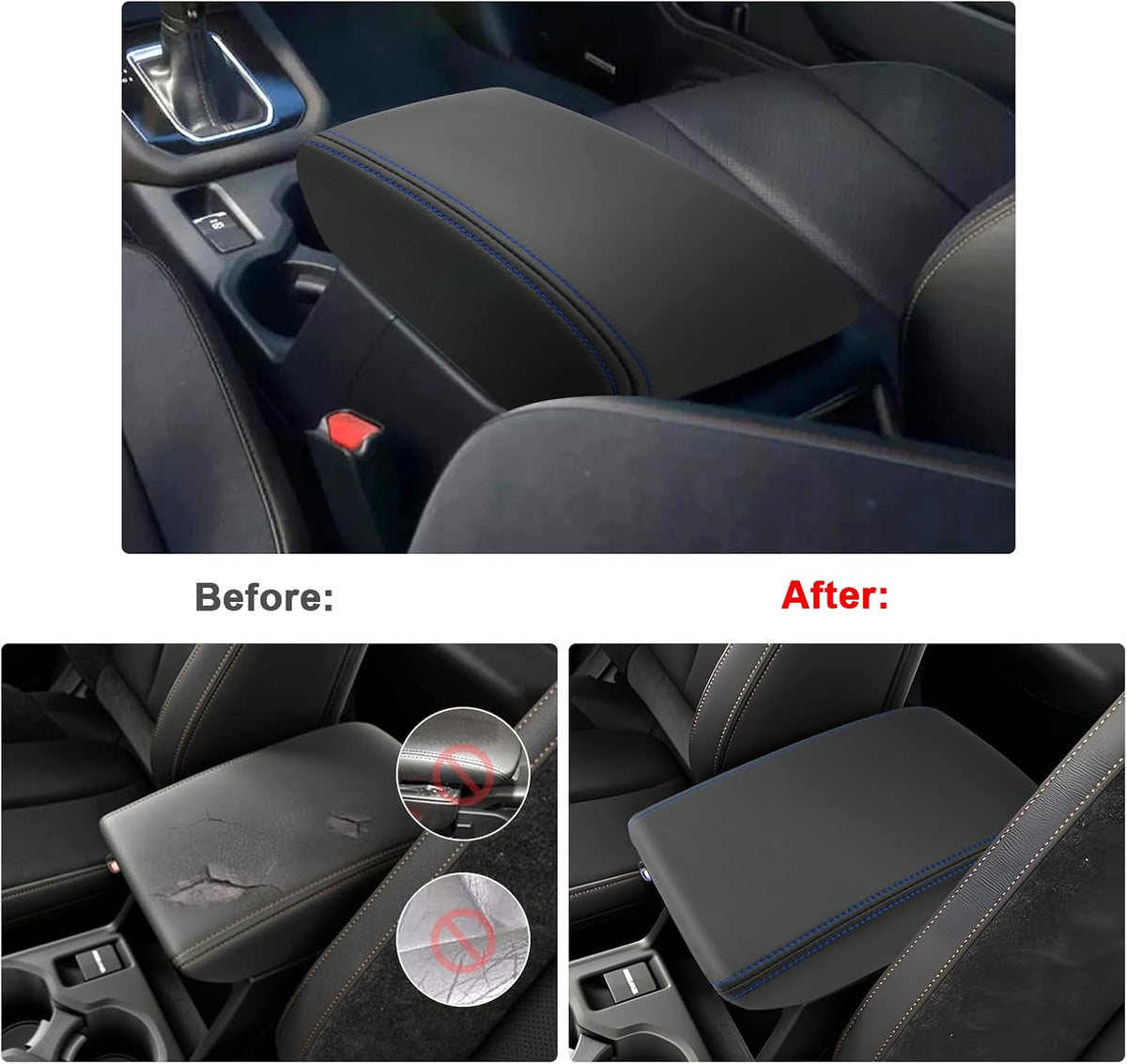 SXCY for Forester Accessories 2025 Armrest Cover for Forester 2025 Accessories 2025 Forester Center Console Cover 2025 Forester Middle Console Cover (Blue Line)